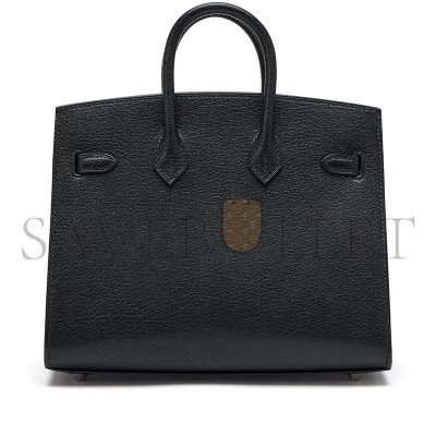 HERMÈS MASTER BIRKIN 20 SELLIER BOUCLERIE MODERNE BLACK CHÈVRE PALLADIUM HARDWARE (20*17*11cm)